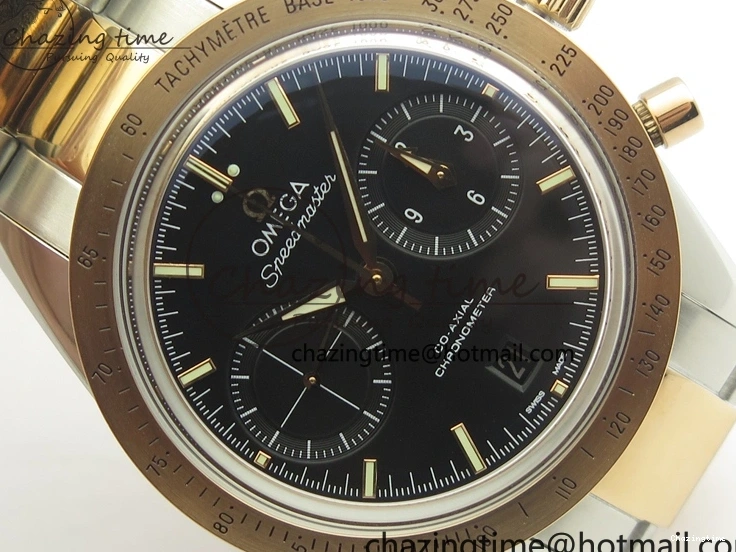 0116 Speedmaster ’57 Co-Axial SS RG OMF 1:1 Best Edition Black Dial On SS RG Bracelet A9300 (Free Leather Strap) RelaxedFit 8071